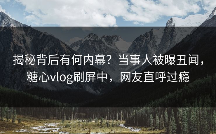揭秘背后有何内幕？当事人被曝丑闻，糖心vlog刷屏中，网友直呼过瘾