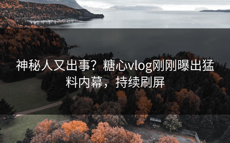神秘人又出事？糖心vlog刚刚曝出猛料内幕，持续刷屏