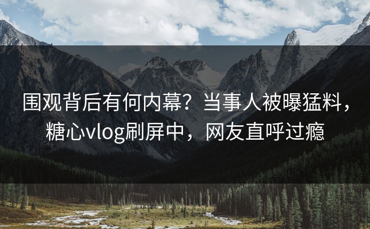 围观背后有何内幕？当事人被曝猛料，糖心vlog刷屏中，网友直呼过瘾