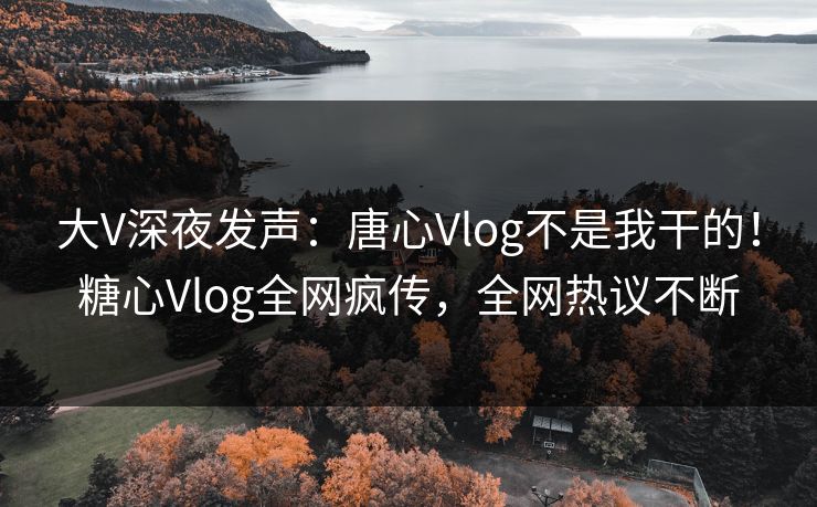 大V深夜发声：唐心Vlog不是我干的！糖心Vlog全网疯传，全网热议不断