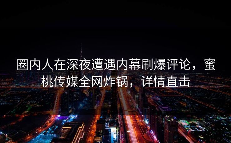 圈内人在深夜遭遇内幕刷爆评论，蜜桃传媒全网炸锅，详情直击