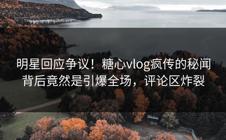 明星回应争议！糖心vlog疯传的秘闻背后竟然是引爆全场，评论区炸裂