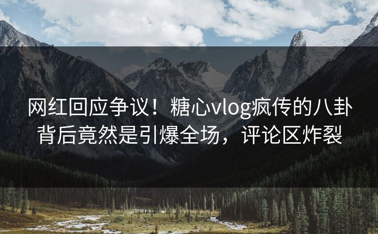 网红回应争议！糖心vlog疯传的八卦背后竟然是引爆全场，评论区炸裂