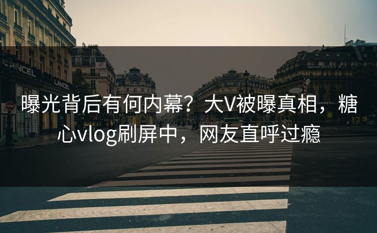 曝光背后有何内幕？大V被曝真相，糖心vlog刷屏中，网友直呼过瘾