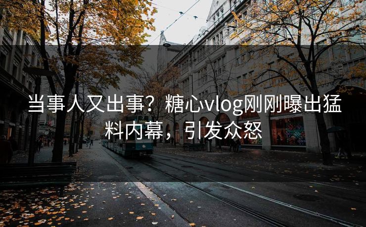 当事人又出事？糖心vlog刚刚曝出猛料内幕，引发众怒
