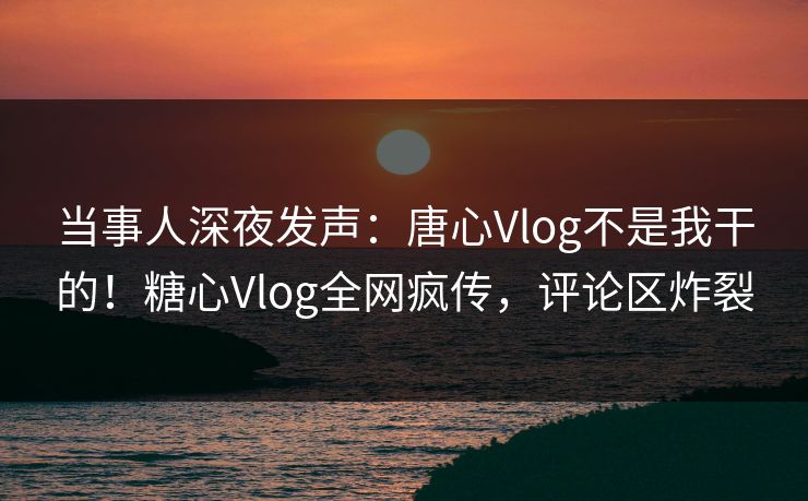 当事人深夜发声：唐心Vlog不是我干的！糖心Vlog全网疯传，评论区炸裂