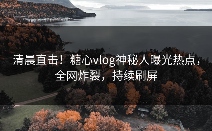 清晨直击！糖心vlog神秘人曝光热点，全网炸裂，持续刷屏