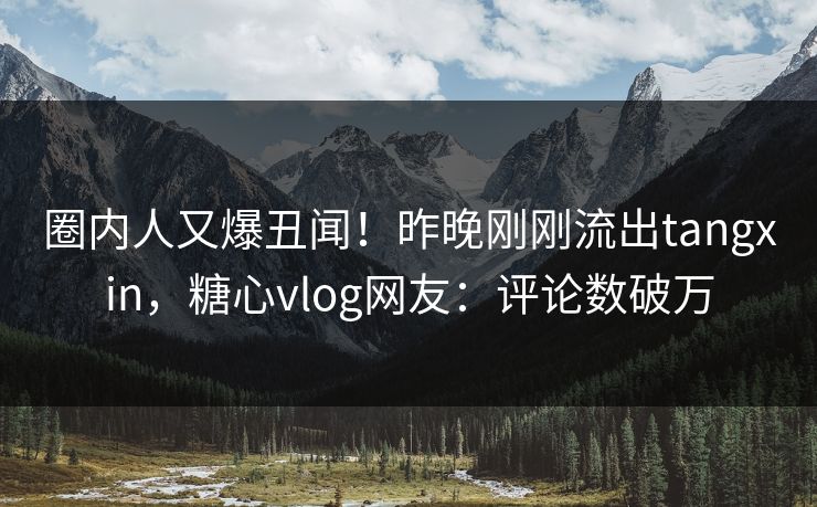 圈内人又爆丑闻！昨晚刚刚流出tangxin，糖心vlog网友：评论数破万