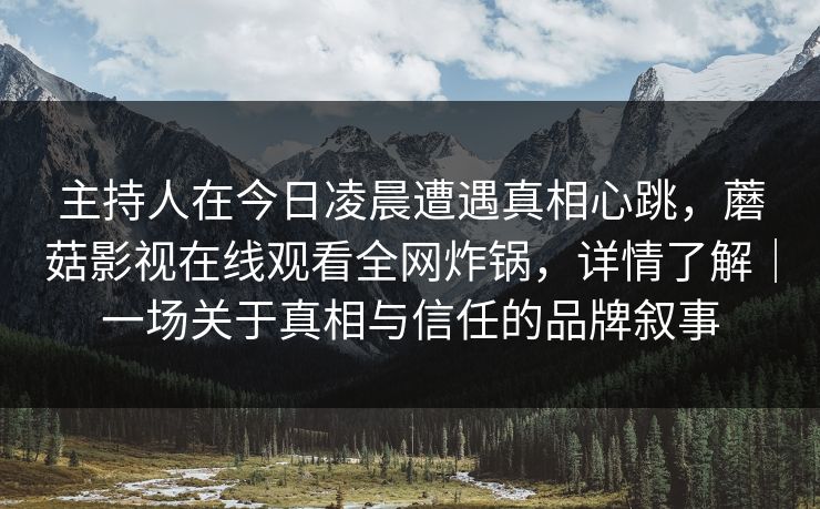 主持人在今日凌晨遭遇真相心跳，蘑菇影视在线观看全网炸锅，详情了解｜一场关于真相与信任的品牌叙事